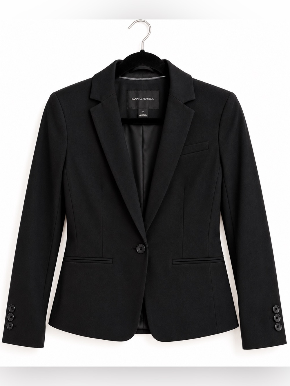 Banana Republic Black Stretch Tailored Blazer Size 2 NWOT Career Classic